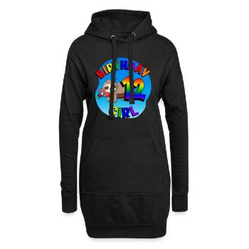 Geburtstag 12 Mädchen Süßes Baby Faultier - Hoodie-Kleid - Schwarz - Vorne