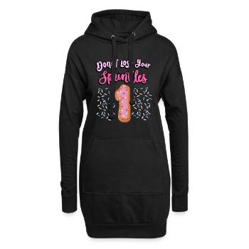 Donut Lose Your Sprinkles 1. Geburtstag | Donut - Hoodie-Kleid - Schwarz - Vorne