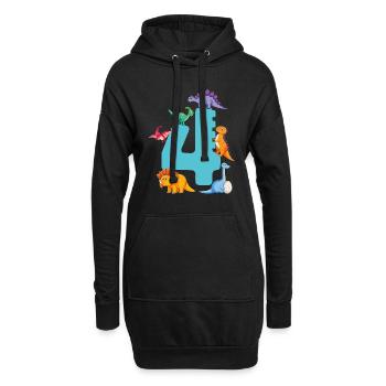 4ème anniversaire | Chemise d’anniversaire de dinosaure | - Sweat-shirt à capuche long Femme - noir - Devant