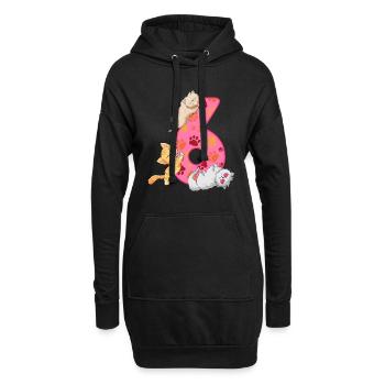 Chaton du 6ème anniversaire | Chemise d’anniversaire de chat | - Sweat-shirt à capuche long Femme - noir - Devant
