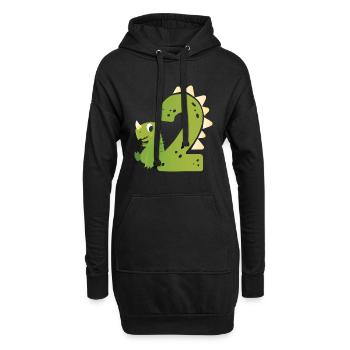 2ème anniversaire | | d’anniversaire de dinosaure - Sweat-shirt à capuche long Femme - noir - Devant