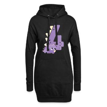 4ème anniversaire | | d’anniversaire de dinosaure - Sweat-shirt à capuche long Femme - noir - Devant