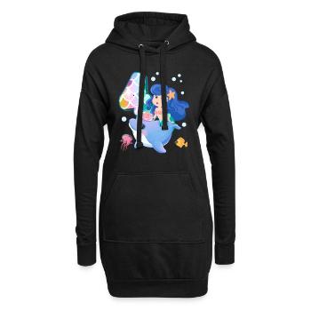 4ème anniversaire | | anniversaire de sirène - Sweat-shirt à capuche long Femme - noir - Devant