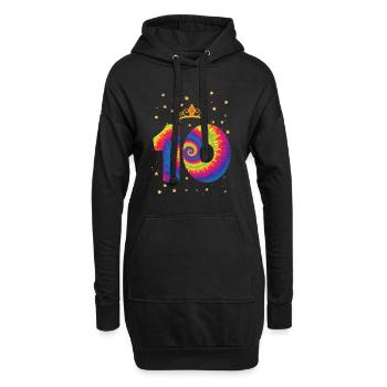 10. Geburtstag Krone | Tie Dye Themed Geburtstag - Hoodie-Kleid - Schwarz - Vorne