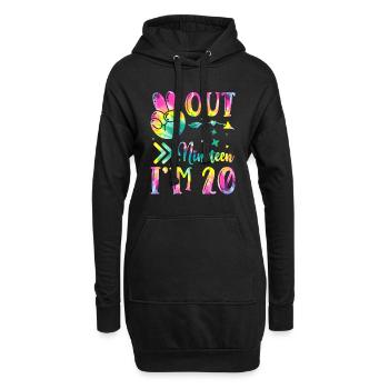Peace Out Nineteen I'm 20 | Tie Dye Themed - Hoodie-Kleid - Schwarz - Vorne