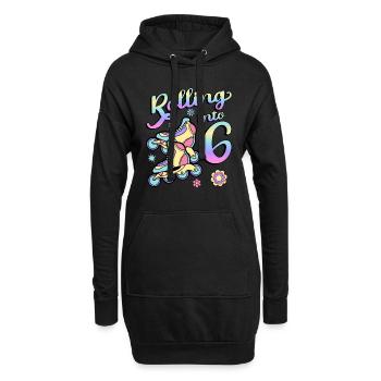 Rolling Into 6 Roller Skaters Skates 6th Year - Hoodie Dress - black - Front