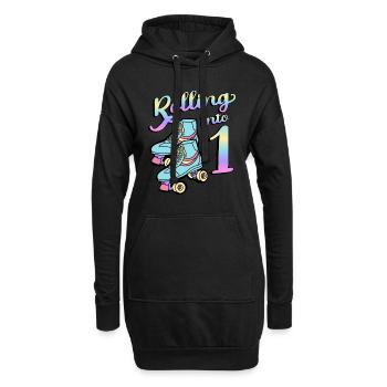 Rolling Into 1 Roller Skaters Skates 1st Year - Hoodie Dress - black - Front