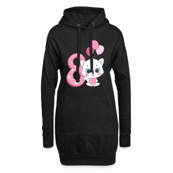 Chaton 8e anniversaire | Chemise d’anniversaire chat | - Sweat-shirt à capuche long Femme - noir - Devant