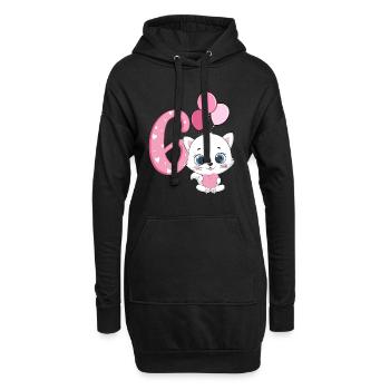 Chaton 6ème anniversaire | Chemise d’anniversaire chat | - Sweat-shirt à capuche long Femme - noir - Devant