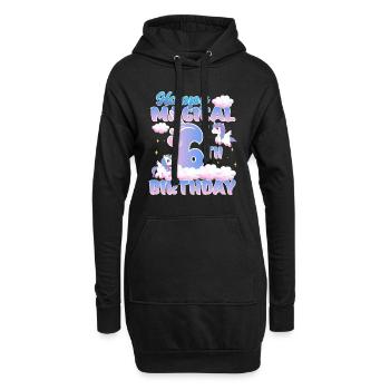 Happy Magical 6th Birthday Einhorn Pony - Hoodie-Kleid - Schwarz - Vorne