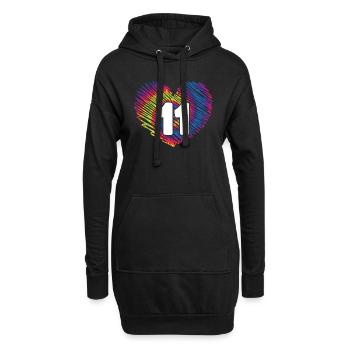 11. Geburtstag Herz Tie Dye | Tie Dye Themed - Hoodie-Kleid - Schwarz - Vorne