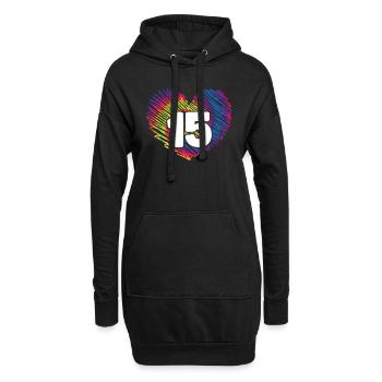 15. Geburtstag Herz Tie Dye | Tie Dye Themed - Hoodie-Kleid - Schwarz - Vorne