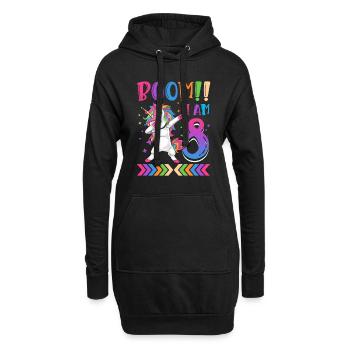 Boom!! Ich Bin 8, Buntes Lustiges Einhorn 8. - Hoodie-Kleid - Schwarz - Vorne