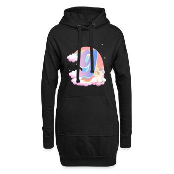 9 Einhorn Regenbogen Wolken Kleines Pony 9. - Hoodie-Kleid - Schwarz - Vorne