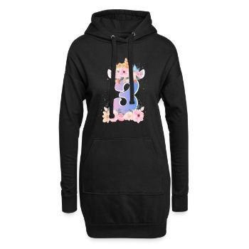 3 Einhorn Krone Niedlicher Blumenstrauß 3. - Hoodie-Kleid - Schwarz - Vorne