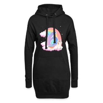 6 Einhorn Regenbogen Wolken Kleines Pony 6. - Hoodie-Kleid - Schwarz - Vorne