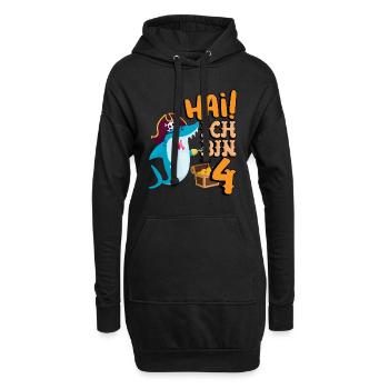 Hai! Ich Bin 4 Einäugiger Piraten Hai 4. - Hoodie-Kleid - Schwarz - Vorne