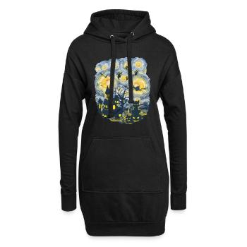 Soirée effrayante avec des fantômes de citrouilles - Sweat-shirt à capuche long Femme - noir - Devant