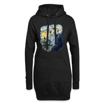 Soirée effrayante avec des fantômes de citrouilles - Sweat-shirt à capuche long Femme - noir - Devant