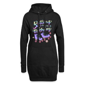 Rolling Into My Birthday Quad Skater Lila - Hoodie-Kleid - Schwarz - Vorne