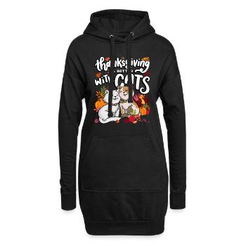Thanksgiving est mieux avec les chats Thanksgiving - Sweat-shirt à capuche long Femme - noir - Devant