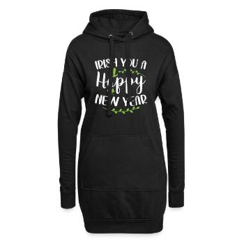 Irish You Ein Frohes Neues Jahr Grünes Kleeblatt - Hoodie-Kleid - Schwarz - Vorne