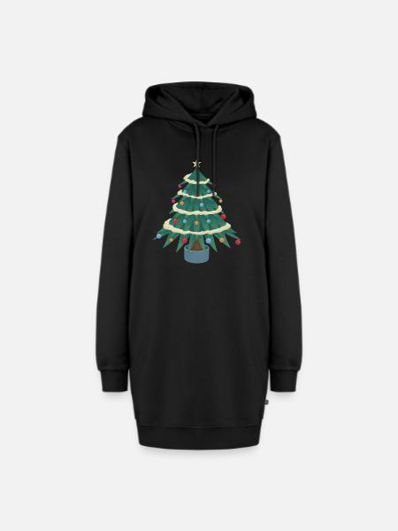 Christbaum - Hoodie-Kleid - Schwarz