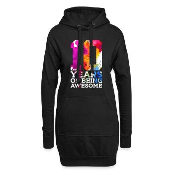 10 YEARS OF BEING AWESOME 10. GEBURTSTAG - Hoodie-Kleid - Schwarz - Vorne