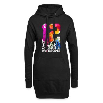 12 ANS D’ÊTRE GÉNIAL 12E ANNIVERSAIRE - Sweat-shirt à capuche long Femme - noir - Devant