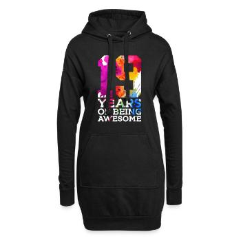 19 ANS D’ÊTRE GÉNIAL 19E ANNIVERSAIRE - Sweat-shirt à capuche long Femme - noir - Devant