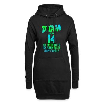 14. Geburtstag Digga ich bin 14 Ich Kann Alles - Hoodie-Kleid - Schwarz - Vorne