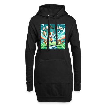 Chats de football 003 - Sweat-shirt à capuche long Femme - noir - Devant