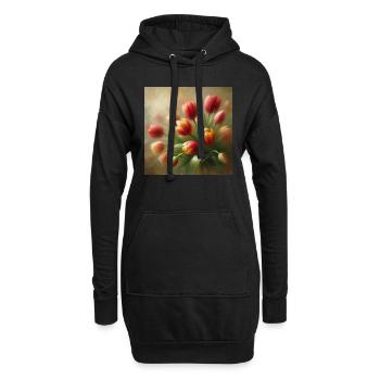 Ästhetische Tulpen Blumen - Hoodie-Kleid - Schwarz - Vorne