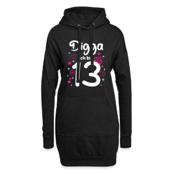 Pink Digga ich bin 13 Mädchen 13. Geburtstag - Hoodie-Kleid - Schwarz - Vorne