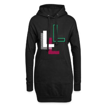 L Buchstabe - Hoodie-Kleid - Schwarz - Vorne