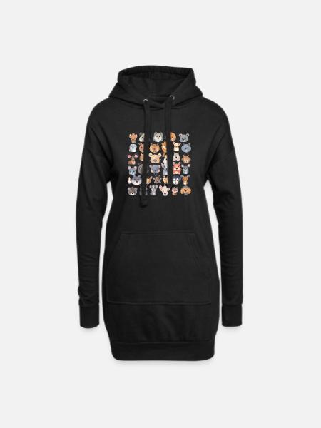 Animaux - Sweat-shirt à capuche long Femme - noir