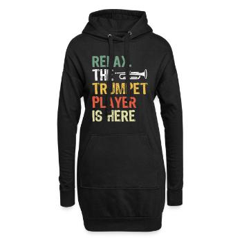 Entspann dich der Trompeter ist hier - Hoodie-Kleid - Schwarz - Vorne