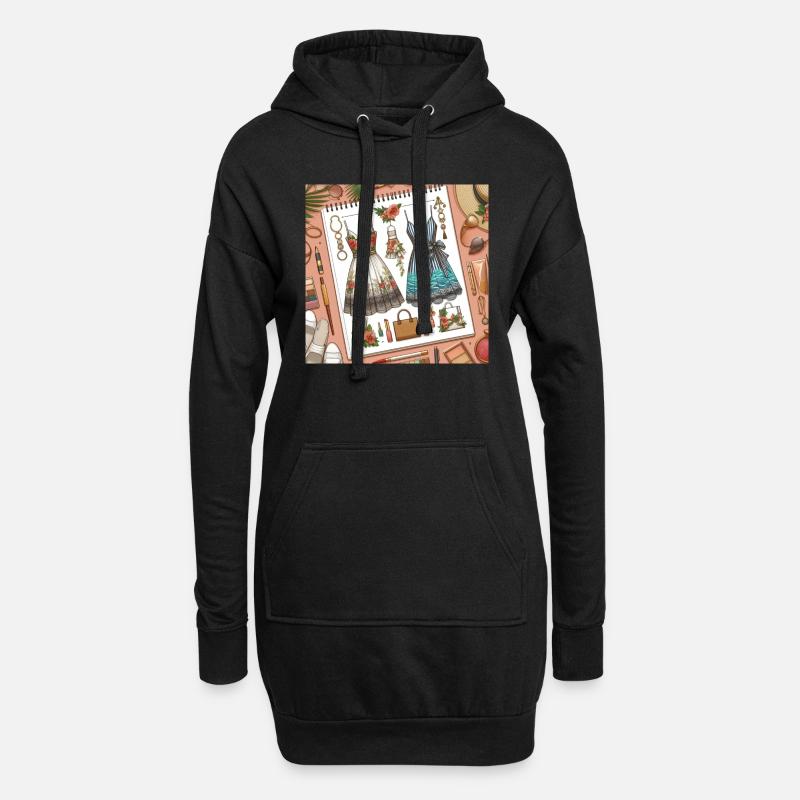 Conception. - Sweat-shirt à capuche long Femme - noir