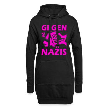 Contre le poing des nazis - Sweat-shirt à capuche long Femme - noir - Devant