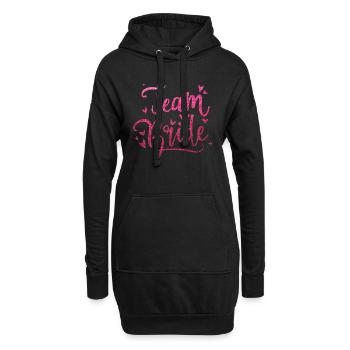 Team Bride en rose pailleté pour votre enterrement de vie de garçon - Sweat-shirt à capuche long Femme - noir - Devant