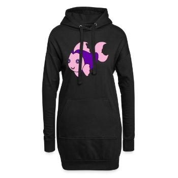 Kleiner süßer Fisch - Hoodie-Kleid - Schwarz - Vorne
