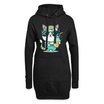Tropical Cat: Le rêve d’un amoureux des chats - Sweat-shirt à capuche long Femme - noir - Devant