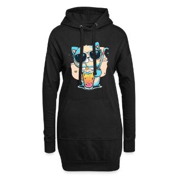 Ein Katzen-Liebhaber-Traum - Hoodie-Kleid - Schwarz - Vorne