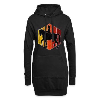 Dressage Cavalier de dressage Cheval d’équitation - Sweat-shirt à capuche long Femme - noir - Devant