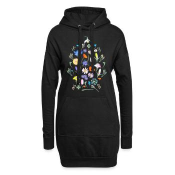 Bunte Blumen Blumenwiese - Hoodie-Kleid - Schwarz - Vorne