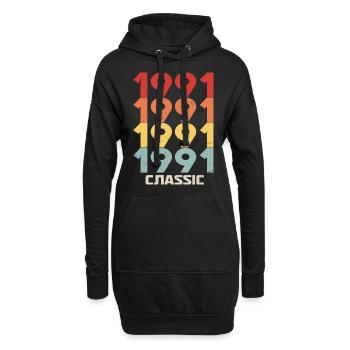 1991 Anniversaire dans le style vintage classique 1991 - Sweat-shirt à capuche long Femme - noir - Devant