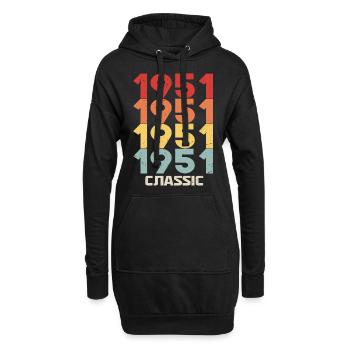 1951 Jubiläum im klassischen Vintage-Stil 1951 - Hoodie-Kleid - Schwarz - Vorne