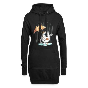 Katze im Regen mit Regenschirm I Hundewetter - Hoodie-Kleid - Schwarz - Vorne