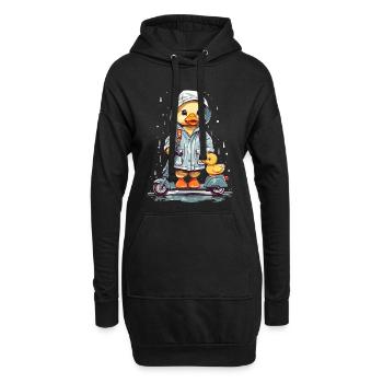 Süße Ente mit Roller - Hoodie-Kleid - Schwarz - Vorne