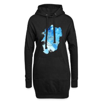 Symbole de fauteuil roulant sur fond bleu # - Sweat-shirt à capuche long Femme - noir - Devant